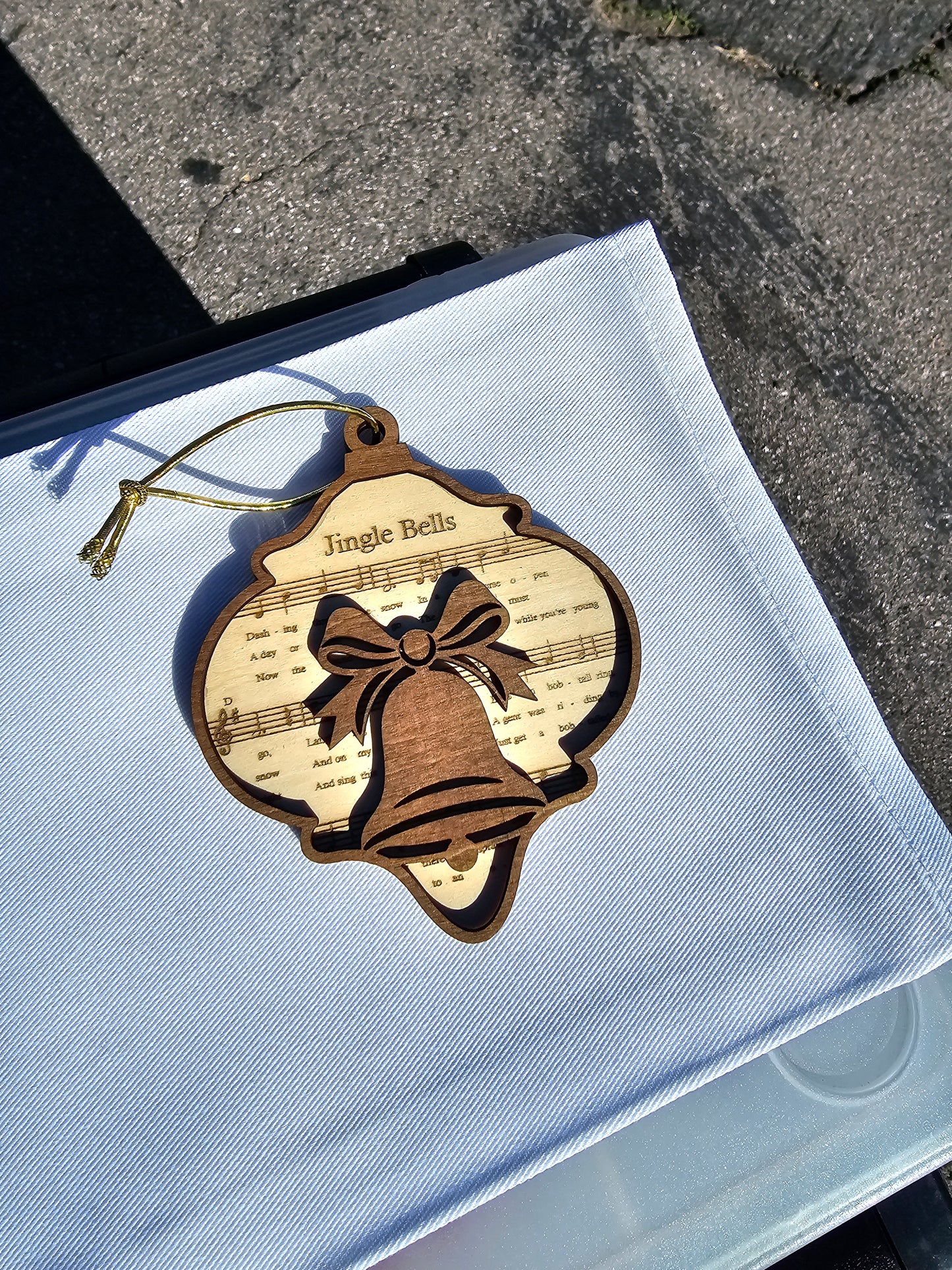 Engraved jingle bell ornament