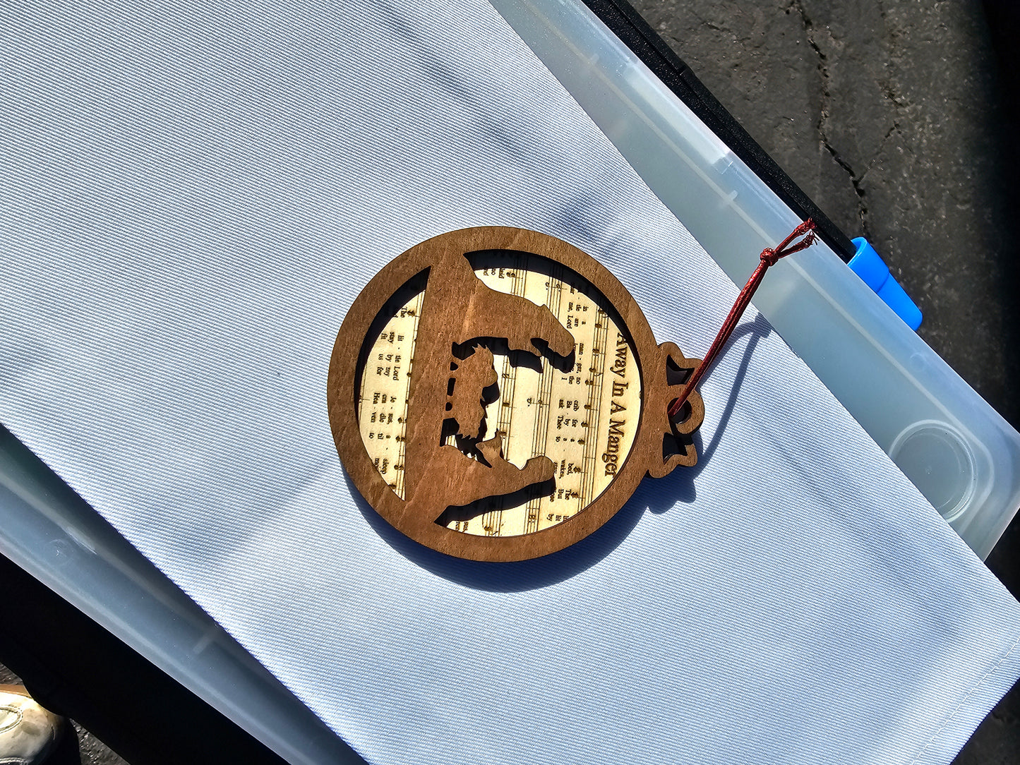 Engraved away in the manger